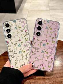 1 Piece Fashionable Blue Flower Design Soft Phone Case, Compatible With IPhone, Honor, , Galaxy A04e/12/A13/A14/A34/A50/A52/A53/A54/S21/S22/S23/S24/S25/S25Ultra, 6A/7A/8A, 12T/13T, Waterproof, Shockproof, Dropproof, Scratch-Resistant, International Version, Not The Domestic Version - 透明 5 - 查看 7