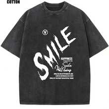 1pc camiseta unisex de corte holgado, cuello redondo y manga corta con efecto desgastado, diseñada por un artista al estilo Y2K, hecha de 1pc00% algodón (220g). Este estilo casual y versátil es perfecto para la moda urbana, el uso diario, campamentos, conciertos y eventos de hip-hop, rock y rap, y presenta un estampado de estrellas. Es una opción ideal. - Negro - Ver 1
