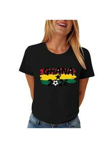 Blusas casuales para dama, vestidos casuales para mujer, playeras de mujer, blusas para mujer, Playera Gráfica Selección Francesa de Fútbol 2026, Diseño con Bandera de Francia Estilo Pintura, Playera Negra Manga Corta Casual para Mujer, Ropa para Aficionados al Deporte, Ideal para Partidos y Uso Diario - Negro - Ver 10