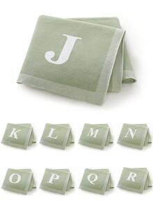1条26字母针织婴儿毯，简约休闲婴儿盖毯，四季皆宜 - 淺綠 - 查看 3