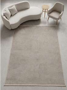 Modena Scandinavian Washable Chenille Rug With Fringes, Non-Slip Backing For Hallway, Living Room, Lounge And Kids Room - Rust Brown - View 1