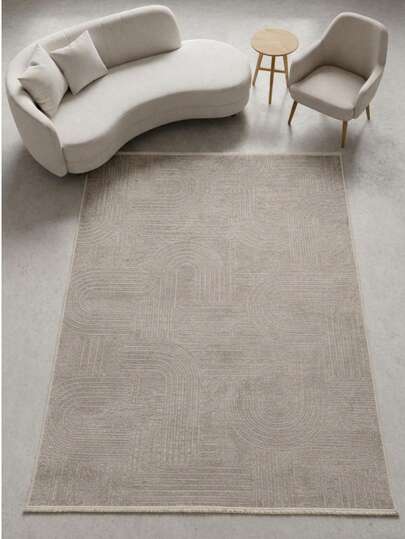 Modena Scandinavian Washable Chenille Rug With Fringes, Non-Slip Backing For Hallway, Living Room, Lounge And Kids Room