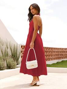 Women Maxi Dresses - Red - View 3