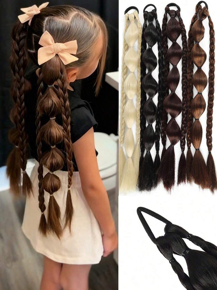 1 pieza Nuevo estilo chino de coleta de linterna de material sintético, coleta de trenza de linterna larga y dulce y fresca para niñas y niños