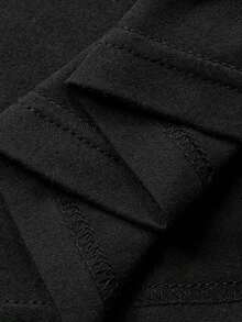 1 pieza Camiseta de mujer con cuello redondo lisa, de ajuste ceñido y manga corta, simple y de moda, adecuada para el verano - Negro 5 - Ver 6