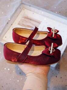 2-12 Anos Sapatos de Princesa de Sola Macia para Meninas, com Fivela de Cristal e Decoração de Laço, Novos Lançamentos Primavera/Outono 2026 - Vermelho - Visão 4