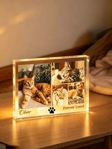Customized Acrylic Photo Frame, Custom Cat Dog Photo Acrylic Plaque, Personalized Pet Memorial Gift, Horizontal Rectangular Desktop Display, Pet Sympathy Gift - Multicolor - View 6