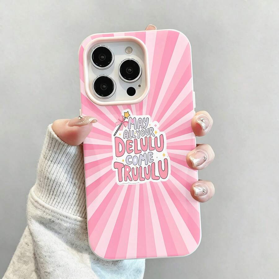Tema Delulu de estrella mágica con texto rosa.funda de teléfono Fundas compatibles con ,Apple,VIVO,OPPO,,, y Honor.Fabricadas en silicona TPU,ofrecen protección contra golpes y caídas. - Rosa - Ver 1
