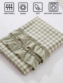 1pc Soft Green Plaid Pattern Long Pillowcase, Made Of Soft And Comfortable Polyester Fabric. Suitable For Bedroom And Living Room, Essential Home Decor For All Seasons, Simple Decoration, Must-Have Home Accessory, Suitable For Spring And Summer Use - Green - View 5