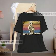 Get Outta Dodge T-Shirt – Retro Cowboy Graphic Tee - Black - View 1