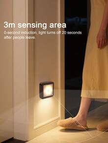 感應式 LED 夜燈，無線電池供電暖光燈具，黏貼式夜燈，適用於浴室、廁所、臥室、走廊、衣櫥、樓梯 - 均碼 - 查看 7