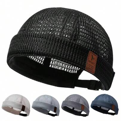 1pc Men's SPORT Letter Leather Patch Mesh Newsboy Cap, Fashionable Casual Warm Hat Suitable For Spring/Summer Outings, Travel, Beach Vacation