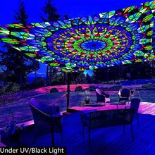 1pc Fluorescent Umbrella Canopy, Featuring Vibrant Mandala Pattern With Charming Geometric Triangle Accents, Glows In The Dark, Perfect For Camping, Beach, Garden And Picnic Use (Umbrella Handle Not Included) - Printing - View 8