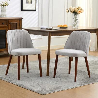 Juego de 2 sillas de comedor de madera tapizadas - Asiento acolchado y patas resistentes - Diseño contemporáneo y cómodo - Perfectas para cocina, comedor o restaurante