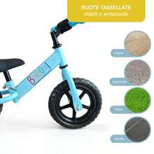 Baroni Toys Bicicleta sin pedales para niños a partir de 3 años, balance bike con manillar y sillín ajustables, ruedas antideslizantes con dibujo, capacidad de carga 45 kg, ideal para el equilibrio y la coordinación, rojo, negro, azul, rosa - Azul - Ver 6