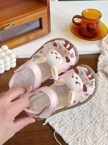 2026 Summer New Girls Cartoon Rabbit Sandals, Soft Non-Slip Hook And Loop Baby Shoes, Sweet Hollow Breathable Princess Shoes - Pink - View 6