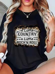 Camiseta Retro Rock para Mujer, Ideal para Amantes de la Música - Top de Manga Corta con Cuello Redondo, Compatible con Blusas, con Estampado Icónico de Blusa, Lavable a Máquina, No Elástica, Camiseta Casual para Conciertos, Combinaciones de Ropa y Atuendos Informales (Sin Estilo) - Negro - Ver 7