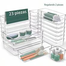 23 Luxury Desktop Storage Units With Drawers - Bathroom, Bedroom, Living Room, Transparent Multifunctional Storage Box - Space Saving, Adjustable, Stackable, For Storing And Organizing Items. Two Gifts Included, 25 Total Received. - 23 Pieces - View 2