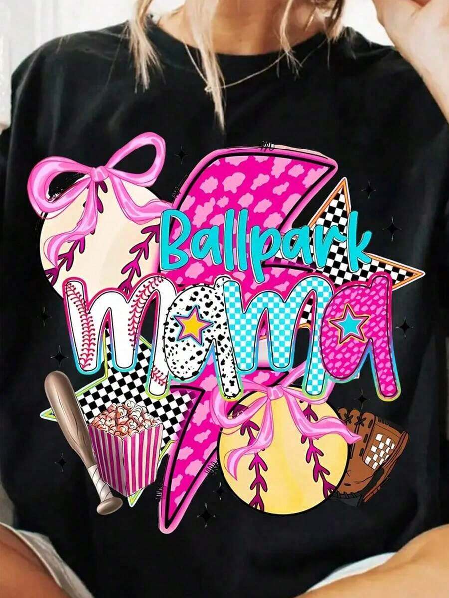 Camiseta Casual Creativa para Mujer - Suave, Transpirable y de Cuello Redondo con Estampado, Ideal para Primavera y Verano, Camiseta Casual para Fiestas - Estilo Vintage Urbano Unisex, Camiseta de Algodón Holgada de Manga Corta y Cuello Redondo. - Negro - Ver 1