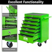 Rolling Metal Tool Chest With 6 Drawers 20" 6-Drawer Tool Chest Cabinet With Ball Bearing Drawer Slides Steel Tool Storage Box Organizer -GREEN - Green + Steel1 - View 3