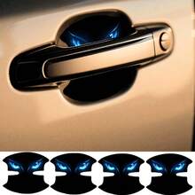 4 Packs Of Glow-In-The-Dark Blue Eye Pattern Door Handle Anti-Scratch Stickers, Car Door Handle Anti-Collision Protection Stickers, Essential Door Handle Protectors For Every Car. - Sticker - View 1