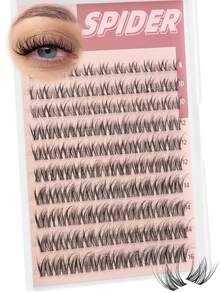 100pcs/Set Breeze Wispy Lash Extensions, Natural Fluffy Lash Extension Kit, D Curl Lash Extension Set, Lightweight Lash Extension Kit, DIY Individual Lash Cluster - D - View 1