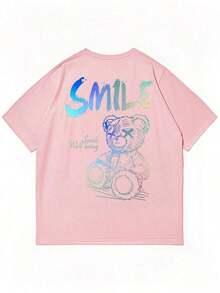 Zrgoth Men's Short Sleeve T-Shirt, Casual, Versatile, With Simple Print - Pink - View 4