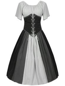 Cosplay Clothing - 20230818 Yellow Patchwork Women's Dress - View 5