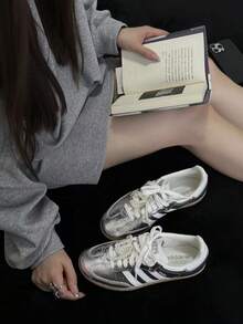 Adidas Samba OG Silver Metallic Cracked Leather (Women's) - 銀色 - 查看 5