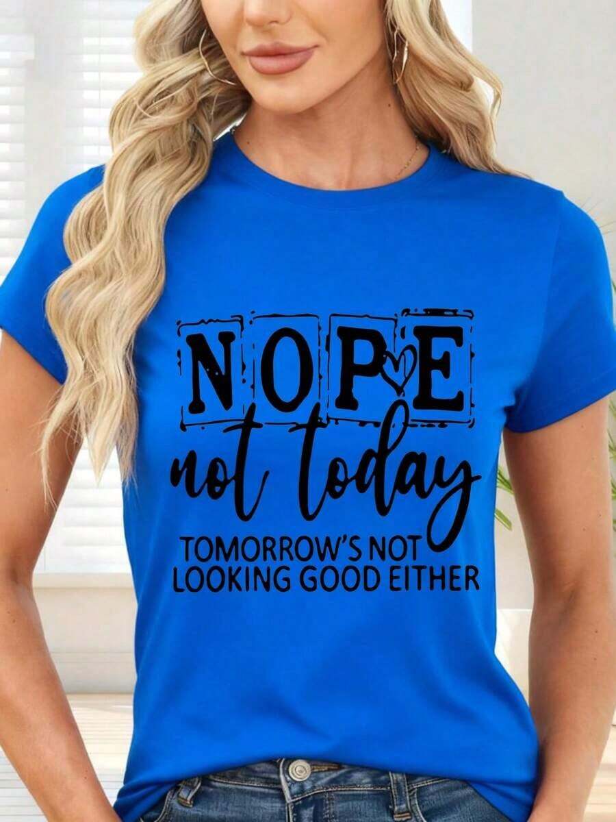 GiftCamiseta de  con Estampado de Letras y Diseño Moderno para Uso Diario y Ocasiones CasualesSoft - Azul - Ver 1