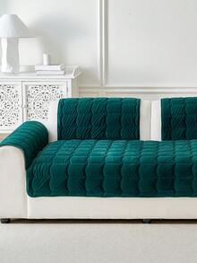 1pc Quilted Velvet Sofa Cushion Cover, Solid Color Line Floral Pattern, Non-Slip Anti-Scratch, Suitable For All Seasons, Easy To Clean, Home Decor For Holidays, Fits 1/2/3/4 Seater Combination Sofa And Small Sofa - Green - View 6