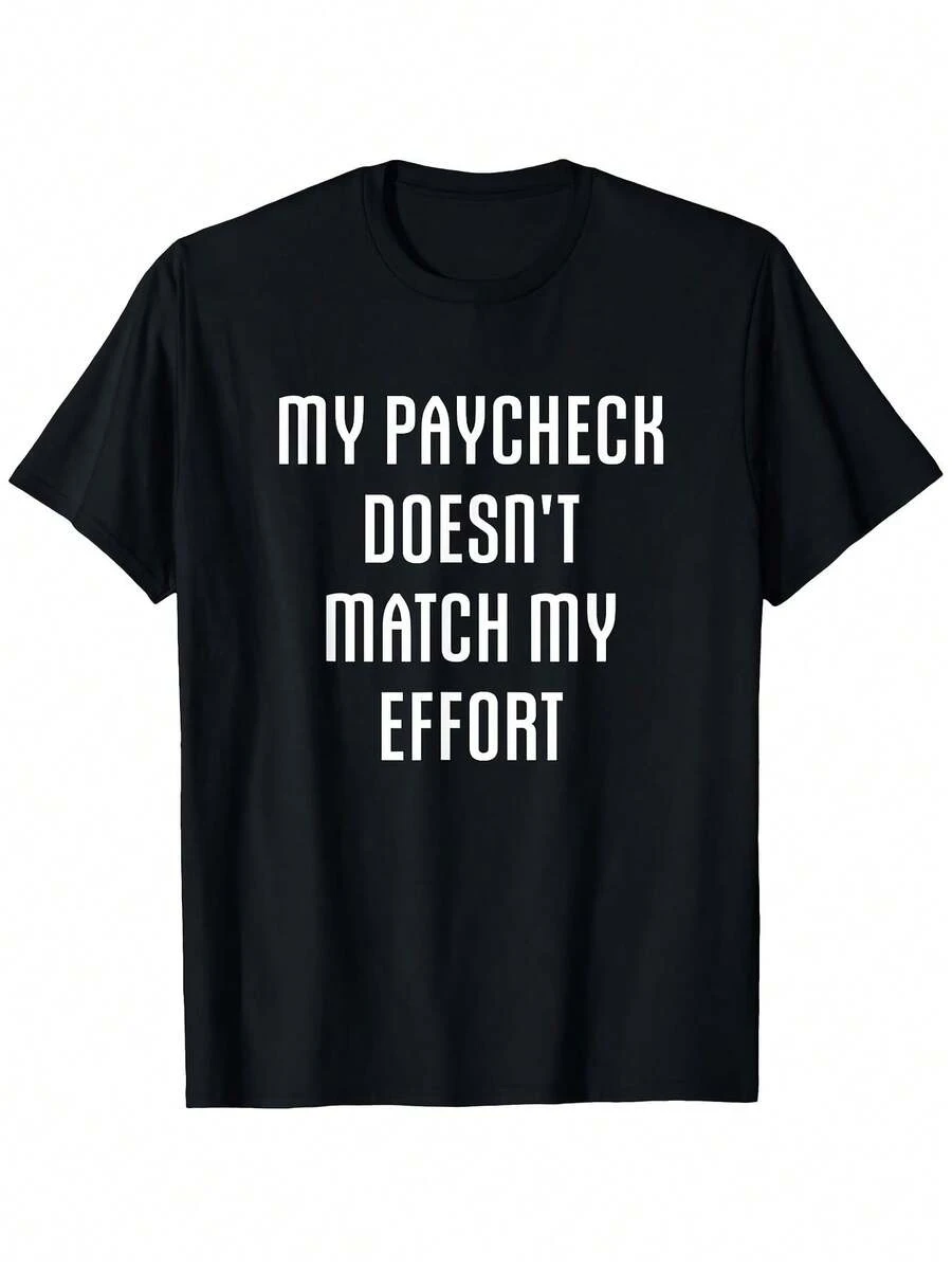 Camiseta con Frase Satírica Mexicana: Mi Salario No Refleja Mis Esfuerzos. Camiseta con Frases Divertidas para la Oficina, Adecuada para el Humor en el Lugar de Trabajo, Gimnasio y Uso Casual. Camisa casual ligera para todas las estaciones con texto. Camiseta de cuello redondo para hombre y mujer. Camiseta de algodón. Moda Verano. - Negro - Ver 1