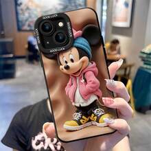 Disney Mickey Mouse Phone Case, Streetwear Style Protective Cover. Compatible With IPhone 17, 16, 15, 14, 13, 12, 11 Pro Series And Galaxy S22, S23, S24, S25 Models, Featuring Mickey In A Pink Hoodie, Layered Hats, And Sneakers Against A Soft Beige Background, Perfect For  Disney Fans, Ideal For Birthdays, Holidays, Anniversaries, Graduation Gifts, Or Any Special Occasion To Surprise Family, Friends, Classmates, And Loved Ones. - 白色 - 查看 5