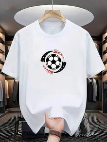 Comfortable Clothing For All Seasons, Ideal For Casual And Beach Wear, With A Soccer Ball Print Design, Multicolored Regular Fit Short Sleeves, Suitable For Gym, Running, Hiking And Casual Wear, Clothing For An Active Lifestyle. - 白色的 - 查看 1