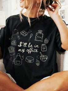 1 camiseta de repostería para cocinar, regalo para madres reposteras, camiseta divertida para mamá repostera, regalo de repostería para reposteros caseros, camiseta clásica de manga corta de algodón 100% de gran tamaño, camiseta estampada con gráficos, top casual de manga corta para mujer, 210g 100% algodón, todos los diseños están impresos. Unisex.-Camiseta de manga corta con cuello redondo de algodón suelto, estilo vintage urbano unisex. - Negro - Ver 11
