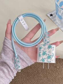 5pcs Turtle Pattern 20W Charger Protector Set, Compatible With IPhone 17/16/17 Pro Max/15/14/13/11 Charger Case, Data Cable Protective Cord, Prevents Breakage, Transparent TPU Soft Case - Clear - View 3