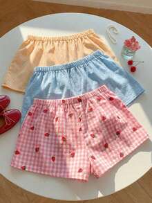 3 pantalones cortos sueltos y casuales con cintura de atar para mujer - Multicolor 11 - Ver 2