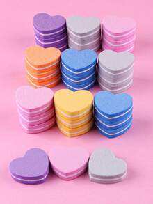50/100Pcs Mini Heart Nail Buffer Blocks, Double Sided Washable Nail Files, 100/180 Grit Foam Nail Buffers For Natural Nails Shaping Polishing Manicure Tools - Multicolor - View 1