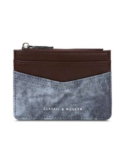 New Patchwork Zipper Coin Purse, Minimalist PU Women's Multi-Card Holder Wallet, Contrast Color Card Organizer, Gift