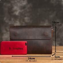 1PCS, Men's Genuine Leather Clutch Bag, Crazy Horse Leather Handbag, Top Layer Cowhide Multifunctional Phone Bag - 復古咖啡 (VCE) - 查看 3