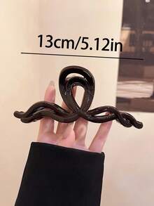 1個女用13cm/5.12in大號厚髮棕色巧克力亮面PC材質精緻輕量塑膠髮夾時尚百搭高級優雅極簡風純色髮爪浴室髮飾適合日常出遊休閒派對通勤海灘度假紮髮馬尾髮髻造型配件 - 巧克力棕 - 查看 2