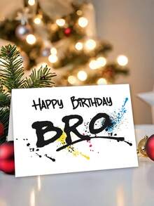1张“生日快乐，兄弟”涂鸦生日贺卡，附带信封，酷炫都市风格，送给青少年兄弟朋友的生日祝福，内页空白。 - A - 查看 4