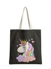 Grand sac fourre-tout en canevas pour enfants, sac de courses, sac à main, sac à bandoulière léger et doux, design imprimé motif sirène unique, sac à dos étudiant grande capacité, sac à bandoulière pour les trajets, sac de courses multifonctionnel, peut contenir des livres, léger et pliable, style classique décontracté, style mignon, un excellent choix pour les cadeaux d'anniversaire, convient à toutes les occasions. - Multicolore - Voir 3