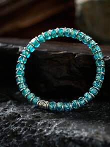 YOUNG&RICH Pulsera de cristal azul para hombres joven & RICH, regalo de joyería con cuentas de tono frío para hombres - Azul menta - Ver 5