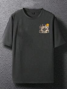 Manfinity Dauomo Camiseta retro de los 90 con estampado occidental de mapache, camiseta gráfica vintage occidental de mapache, regalo cool, camiseta gráfica para hombre, camisa de estilo occidental divertida-Breathable High Quality - Gris - Ver 3