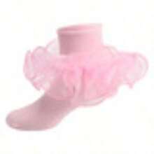 Girls' Solid Color Casual Socks With Ruffles, 1 Pair - Purple - View 7