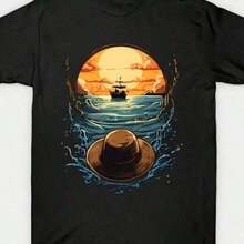 1 pieza Camiseta con estampado de One Piece Crew Faces Zoro Sanji, Camisetas con gráficos de anime, Ropa de verano para mujer AUJ8180g 100% Algodón - Negro 2 - Ver 1