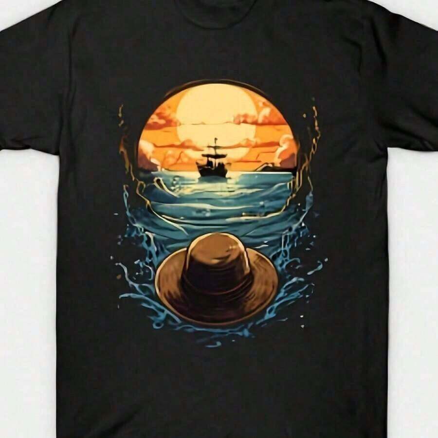 1 pieza Camiseta con estampado de One Piece Crew Faces Zoro Sanji, Camisetas con gráficos de anime, Ropa de verano para mujer AUJ8180g 100% Algodón - Negro 2 - Ver 1