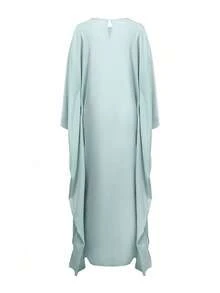 Đầm dạ hội dáng rộng, kín đáo, tay cánh dơi bằng satin thanh lịch của Unadoll dành cho nữ, thích hợp cho các buổi hẹn hò, kỳ nghỉ, ngày Valentine và các chuyến đi chơi. - Hồ xanh - Xem 4
