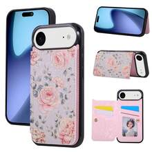OUKNOEO 时尚双扣烫印花卉仿皮钱包式手机壳,兼容 17 Air 16 15 14 13 Pro Max Plus S26 S25 Edge S24 S25 FE - 彩色 - 查看 10
